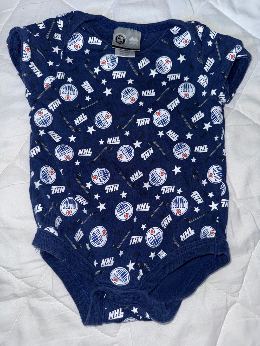 🍄9m NHL Edmonton Oilers Navy Blue Baby One-Piece Bodysuit gender neutral